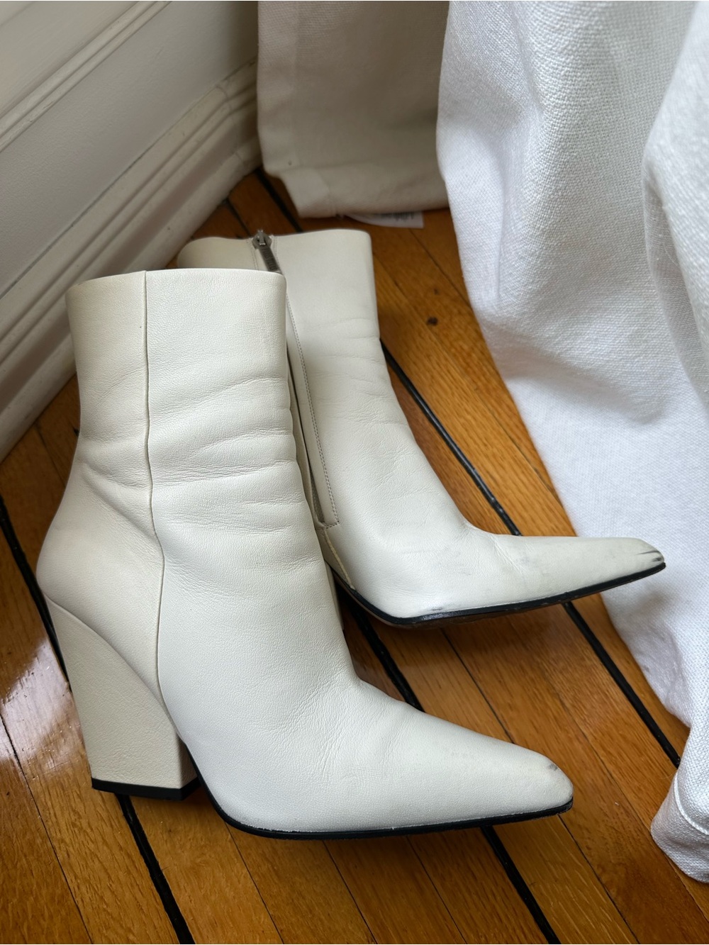 Paris Texas White Leather Ankle Boots